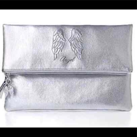 Victoria's Secret Handbags - NEW Victoria's Secret Angel Anniversary Fold Over Silver Clutch Bag